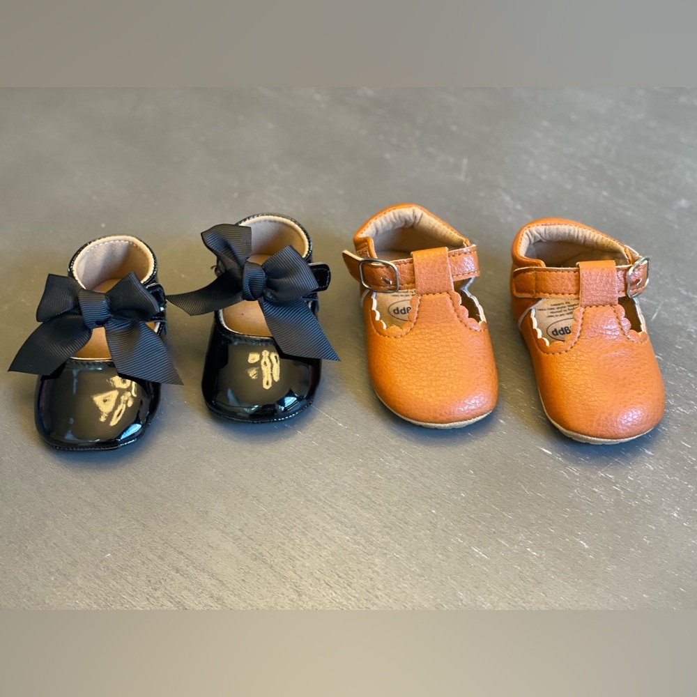 Elegant Black and Chestnut Infant Dress Shoes